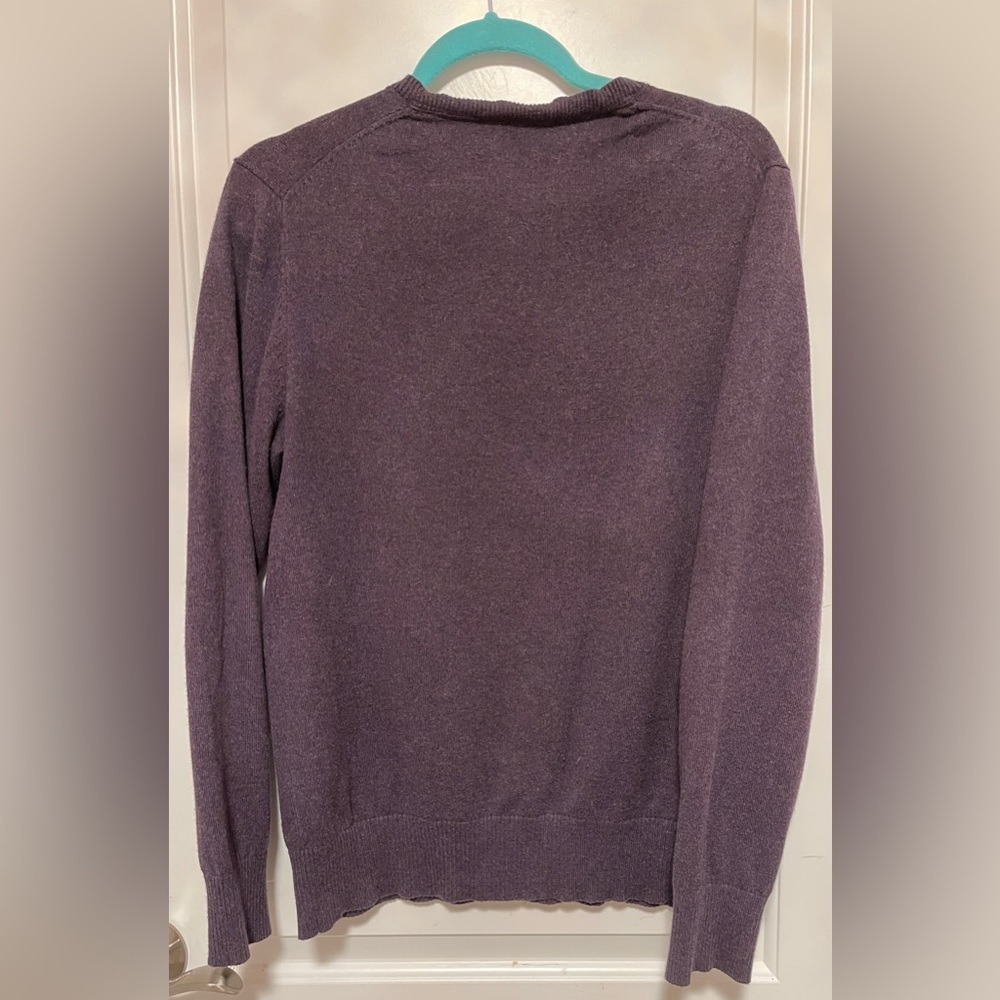 Eddie Bauer Cotton Cashmere V-Neck Sweater Gray Soft Classic Fit Preppy Small - Picture 2 of 6